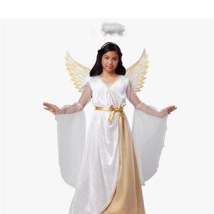 Kids Angel Costume with Gold and White Wings